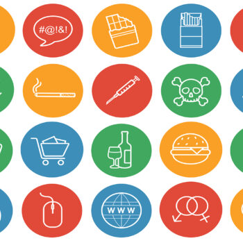 Bad habits color linear icons set