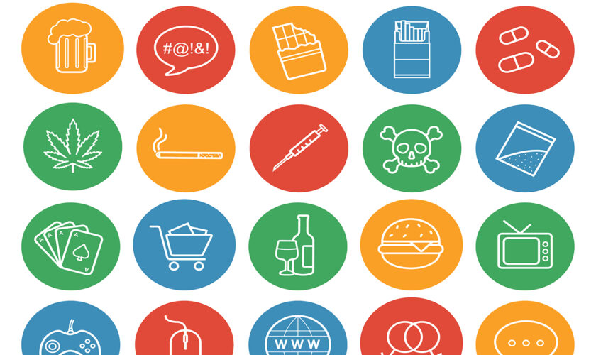 Bad habits color linear icons set